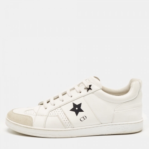 Pre Owned Dior White Leather and Suede D-star Sneakers Size 39