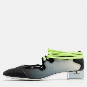 Pre Owned Dior Black/Grey Patent and Rubber Sneaker Pumps Size 40