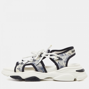 Pre Owned Dior Blue Satin D-Connect Sandals Size 38