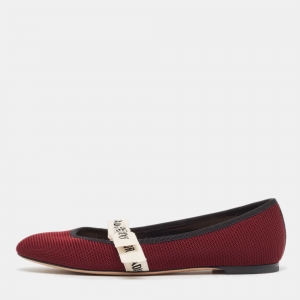 مملوكة مسبقًا Dior Burgundy Technical Fabric J'adior Ballet Flats Size 37