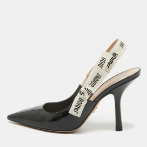 Pre Owned Dior Black Patent Leather J'adior Slingback Pumps Size 39