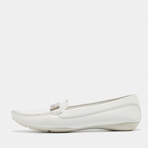 Dior White Leather Loafers Size 39.5