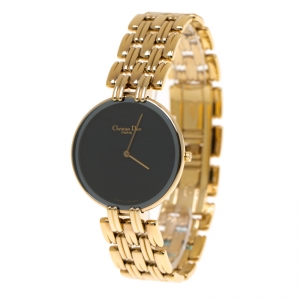 Christian Dior Black Gold Plated Bagheera Black Moon D47-154-4 Women's Wristwatch 32 mm
