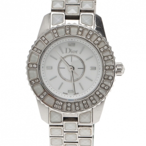 Dior White Stainless Steel Christal Women's Wristwatch 27MM