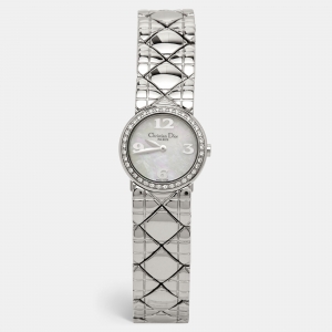  Christian Dior White Mother of Pearl Diamonds Chris Collection D86-101 Women's Wristwatch 24 mm