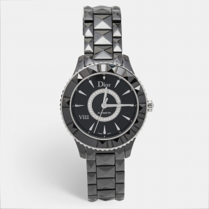 Dior Black Diamond Ceramic Stainless Steel Dior VIII CD1245E0C002 Women's Wristwatch 38 mm 