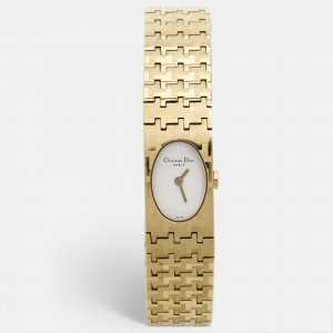 Dior White Gold Plated Stainless Steel Miss Dior D70-150 Women's Wristwatch 15 mm