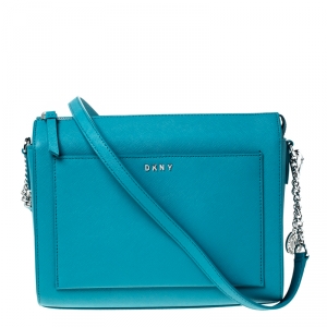 Pre Owned Dkny Blue Leather Medium Bryant Crossbody Bag  