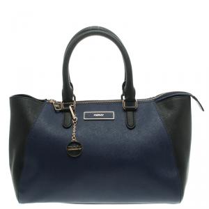 Pre Owned DKNY Blue/Black Leather Shopper Tote
