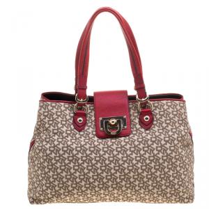 Pre Owned DKNY Beige Signature Canvas Tote