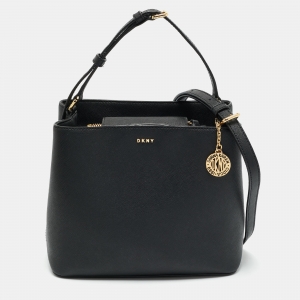 DKNY Black Leather Bryant Park Bucket Bag