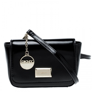 Pre Owned DKNY Black Leather Crossbody Bag