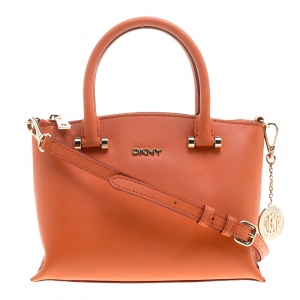 Pre Owned DKNY Orange Leather Tote