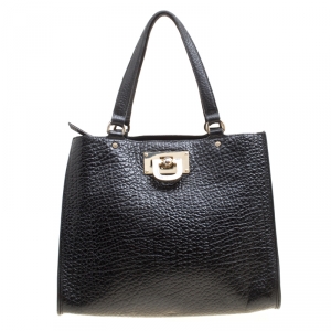 Pre Owned DKNY Black Grain Leather Beekman French Tote