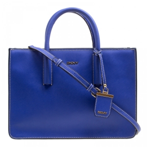 Pre Owned DKNY Blue Leather Top Handle Bag