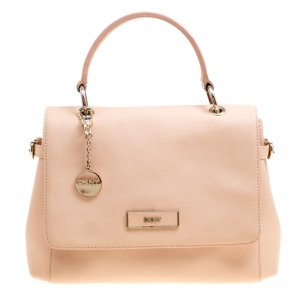 Pre Owned DKNY Dusty Pink Leather Flap Satchel