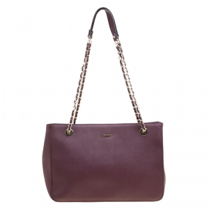 Pre Owned DKNY Burgundy Leather Bryant Park Tote