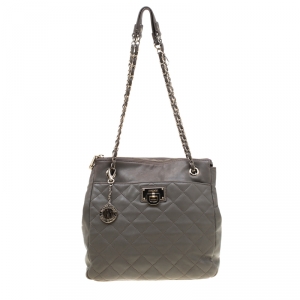 Pre Owned DKNY Beige Quilted Leather Chain Shoulder Bag