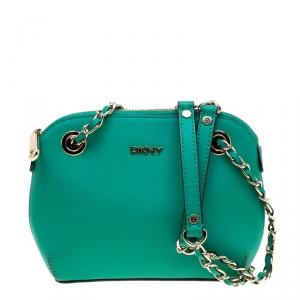 Pre Owned DKNY Green Saffiano Leather Shoulder Bag