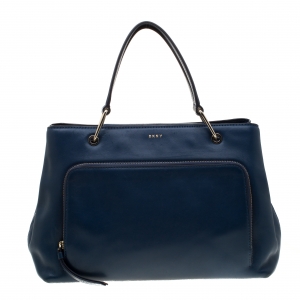 Pre Owned DKNY Blue Bryant Park Leather Scarlet Tote