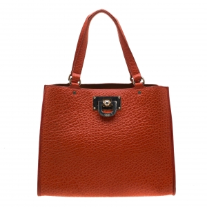 Pre Owned DKNY Orange Leather Tote