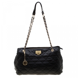 Pre Owned DKNY Black Quilted Leather Tote
