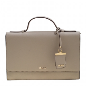 Pre Owned DKNY Grey Leather Top Handle Bag