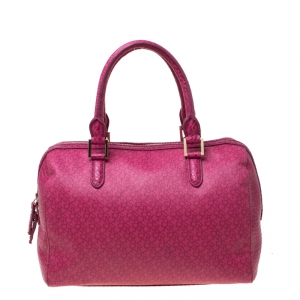 مملوكة مسبقًا DKNY Pink Monogram Canvas Boston Bag