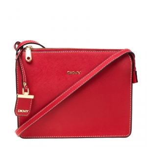 Pre Owned DKNY Red Leather Crossbody Bag 