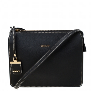 Pre Owned Dkny Black Saffiano Leather Crossbody Bag