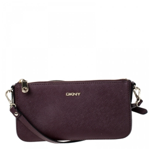 Pre Owned Dkny Burgundy Leather Zip Crossbody Bag