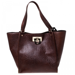 Pre Owned DKNY Copper Leather Courtney Shopper Tote