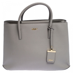 Pre Owned DKNY Grey Leather Bryant Park Tote
