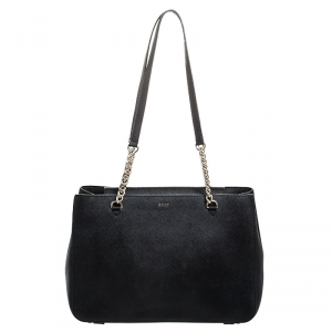 Pre Owned Dkny Black Leather Chain Tote