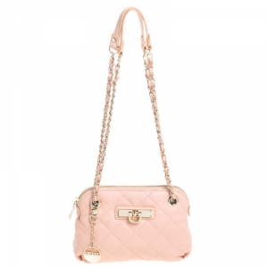 Pre Owned Dkny Soft Pink Quilted Nappa Leather Crossbody Bag