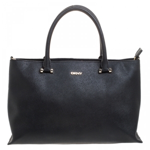 Pre Owned DKNY Black Leather Dona Karan Zip Tote