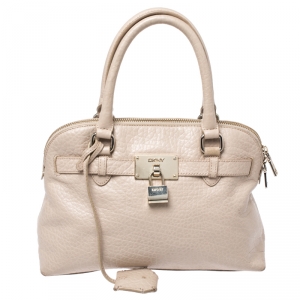 Pre Owned DKNY Beige Leather Dome Satchel