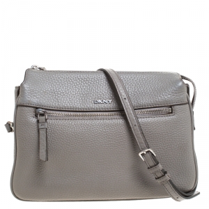 Pre Owned DKNY Grey Leather Crossbody Bag