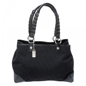 Pre Owned DKNY Black Monogram Fabric Tote