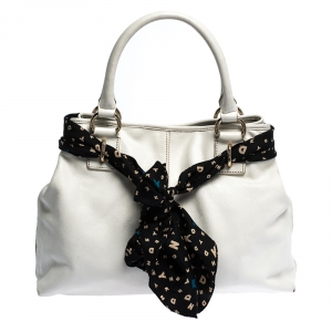 Pre Owned Dkny White Leather Double Handle Tote