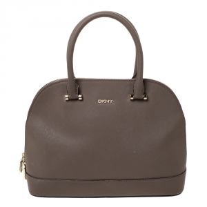 Pre Owned DKNY Taupe Leather Dome Satchel