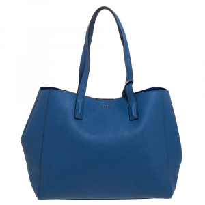 Pre Owned DKNY Blue Leather Shopper Tote