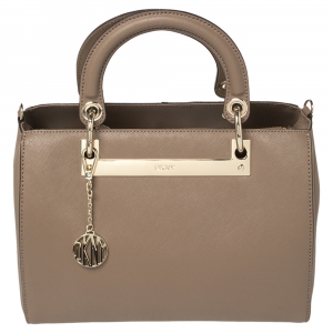 Pre Owned Dkny Dark Beige Leather Bryant Park Satchel