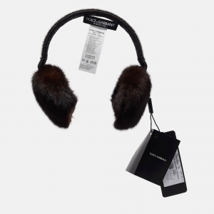 Dolce & Gabbana Brown Mink Fur and Crystals Earmuffs