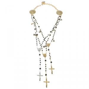 Pre Owned قلادة دولتشي اند غابانا روزاري طبقات متعددة صليب وخرز