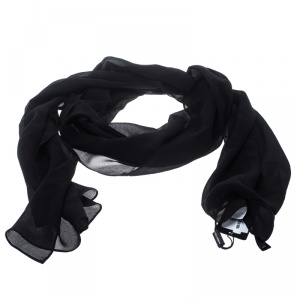 Pre Owned Dolce and Gabbana Black Silk Georgette Scarf