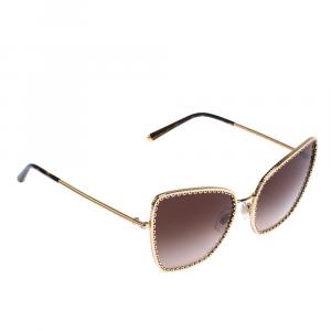 مملوكة مسبقًا Dolce & Gabbana Gold/Brown Gradient DG2212 Sunglasses