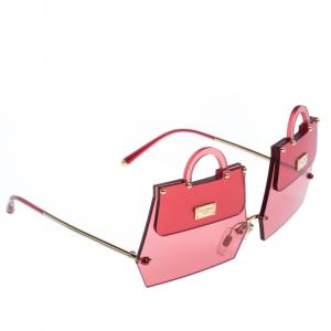 مملوكة مسبقًا Dolce & Gabbana Transparent Red/Gold DG2218 SICILY BAG Sunglasses