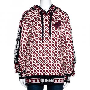 Pre Owned Dolce & Gabbana Multicolor DG Mania Print Jersey Hooded Sweatshirt IT 40