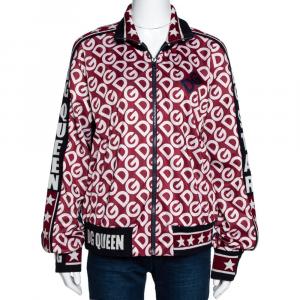 Pre Owned Dolce & Gabbana Multicolor DG Mania Print Jersey Zip-Up Sweatshirt IT 46